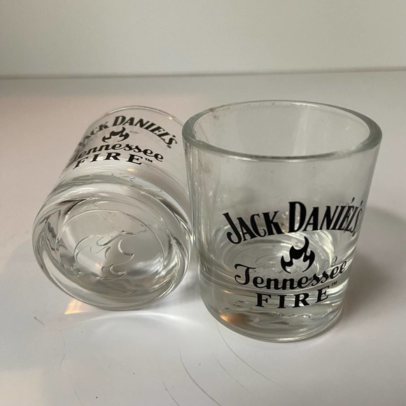 (2) Jack Daniels Tennessee Fire Shot Glasses Whiskey - Picture 2 of 5